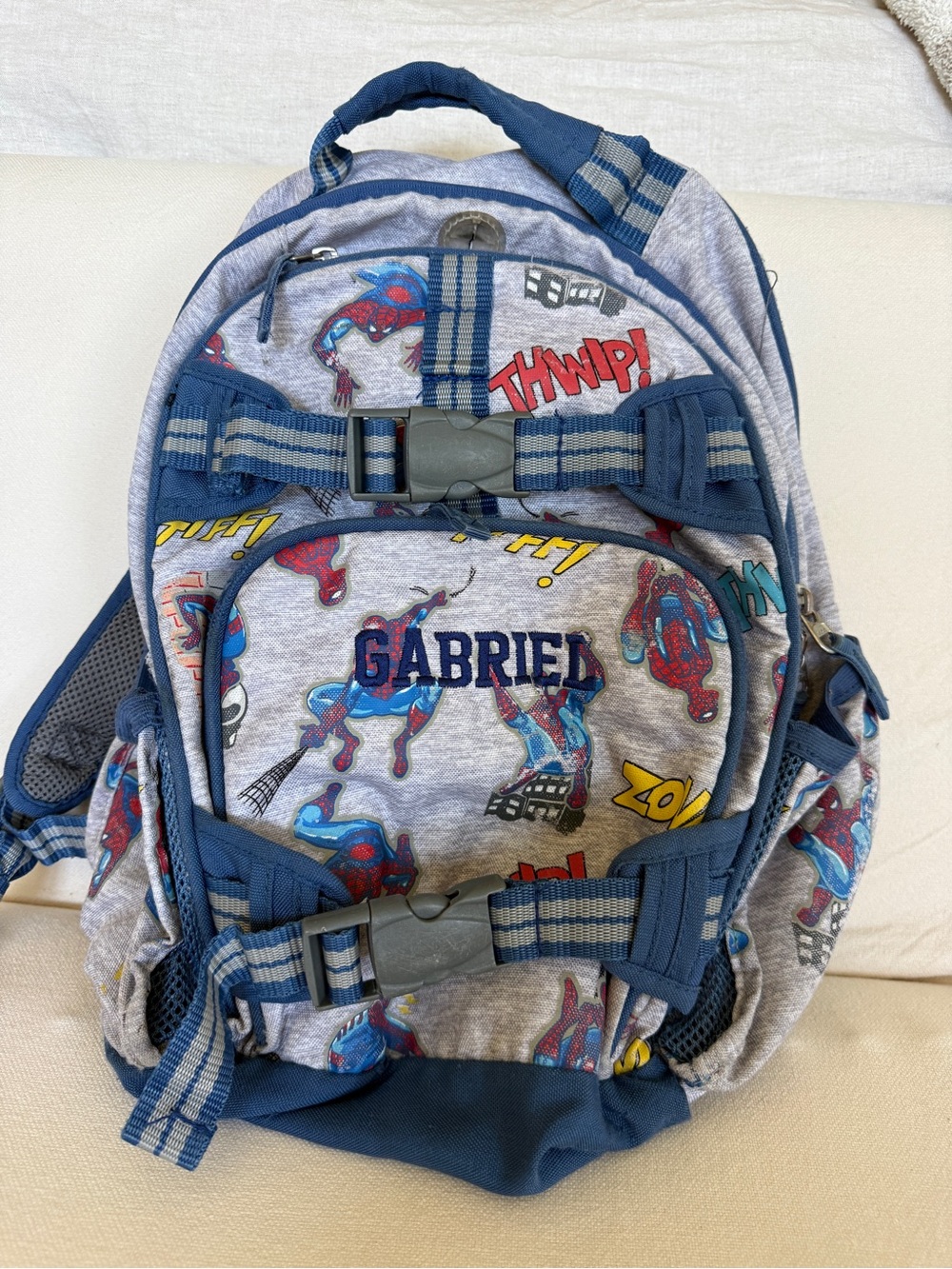 Pottery Barn Kids x Marvel Gray and Navy Spiderman Print Backpack